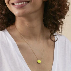 Collier Mi-long ATMA - Amazonite/ Jaune -Bagues Magasin 02690140 780 TU M1